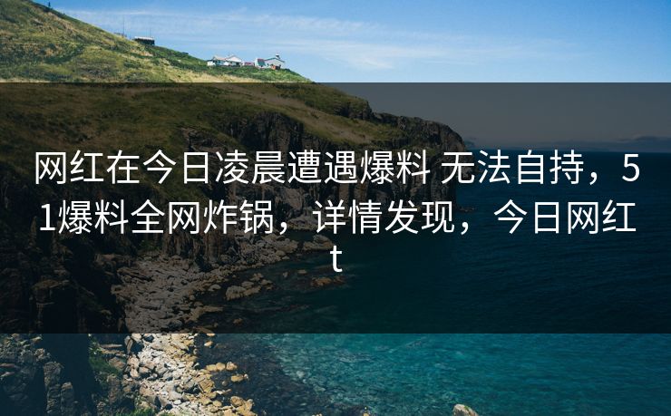 网红在今日凌晨遭遇爆料 无法自持，51爆料全网炸锅，详情发现，今日网红t