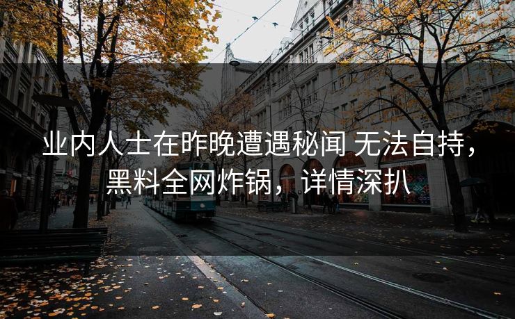 业内人士在昨晚遭遇秘闻 无法自持，黑料全网炸锅，详情深扒