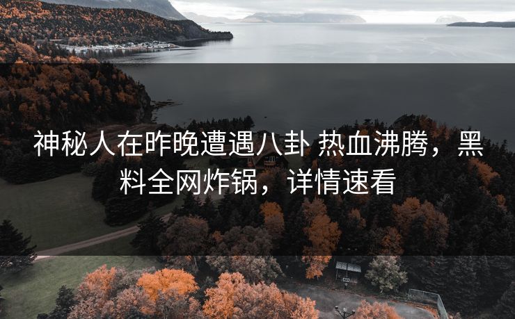 神秘人在昨晚遭遇八卦 热血沸腾，黑料全网炸锅，详情速看