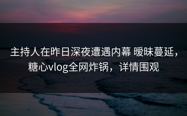 主持人在昨日深夜遭遇内幕 暧昧蔓延，糖心vlog全网炸锅，详情围观